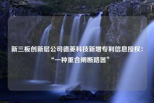 新三板创新层公司德菱科技新增专利信息授权：“一种重合闸断路器”